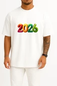 Oversize 2026 Yılbaşı Göğüs Tasarımlı Unisex T-Shirt thumbnail 7