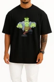 Oversize Monster Frankenstein Halloween Göğüs Tasarımlı Unisex T-Shirt thumbnail 9