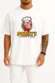Oversize Porky's Lechon Barbecue Domuz Göğüs Tasarımlı Unisex T-Shirt thumbnail 5