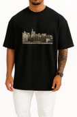 Oversize New York City İllüstrasyon Göğüs Tasarımlı Unisex T-Shirt thumbnail 11
