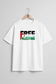 Oversize Free Palestine Göğüs Tasarımlı Unisex T-Shirt thumbnail 7