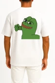 Oversize Pepe The Frog İllustration, Pepe Coin The Frog Cep ve Sırt Tasarımlı Unisex T-Shirt thumbnail 5
