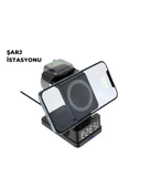 Kablosuz Şarj İstasyonu ve Dijital Saat – Apple Uyumlu, 3 Kademeli Işık Ayarı thumbnail 1