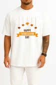 Oversize Public Holiday Thanksgiving Day Göğüs Tasarımlı Unisex T-Shirt thumbnail 1