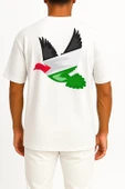 Oversize Barış Güvercini Filistin Göğüs ve Sırt Tasarımlı Unisex T-Shirt thumbnail 8