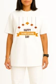 Oversize Public Holiday Thanksgiving Day Göğüs Tasarımlı Unisex T-Shirt thumbnail 11