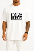 Oversize Yüzde Yüz Haram Bro Göğüs Tasarımlı Unisex T-Shirt thumbnail 7