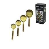 4 PCS GOLD METAL ÖLÇÜ KAŞIK SETİ OTANTİK AĞAÇ KULP 250ML - 125ML - 80ML - 60ML (5365) thumbnail 1