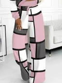 Kadın Uzun Kollu Kapşonlu Bağcıklı Desenli Iki Iplik Bluz Ve Pantolon Ikili Takım thumbnail 3