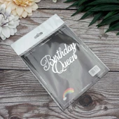 Pasta Önü Pleksi Birthday Queen Yazı Gümüş 10x6 cm thumbnail 2