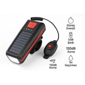 Güneş Enerjili Bisiklet Işıklı Korna thumbnail 3