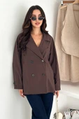 Kısa Trençkot Düğmeli Acı Kahve thumbnail 3