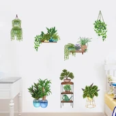 Saksılı Çiçek Tasarımlı Yapışkanlı Sticker (5284) thumbnail 4