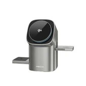 Recci RW05 Qi2 Şarj Teknolojili Ambiyans Işıklı Telefon&Akıllı Saat&Kulaklık 15W 3in1 Kablosuz Şarj Standı thumbnail 1