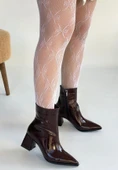 Pabucmarketi Bordo Rugan Fermuarlı Kadın Topuklu Bot thumbnail 3