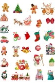 Christmas Temalı Sticker - Yılbaşı - Cam-Duvar-Tablet-Telefon (Pürüzsüz Yüzeyler) - Figürler 3-4 cm thumbnail 1