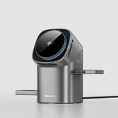 Recci RW05 Qi2 Şarj Teknolojili Ambiyans Işıklı Telefon&Akıllı Saat&Kulaklık 15W 3in1 Kablosuz Şarj Standı thumbnail 7