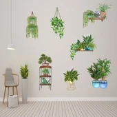 Saksılı Çiçek Tasarımlı Yapışkanlı Sticker (5284) thumbnail 5