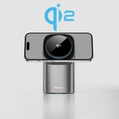 Recci RW05 Qi2 Şarj Teknolojili Ambiyans Işıklı Telefon&Akıllı Saat&Kulaklık 15W 3in1 Kablosuz Şarj Standı thumbnail 8