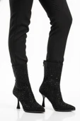 Aspor Siyah Taş İşlemeli İçi Kürklü Kadın Topuklu Çizme thumbnail 1