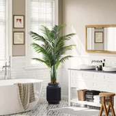 Yapay Ağaç Areka Ağacı Palmiye Ağacı 160cm Siyah Saksıda Salon Bitkisi thumbnail 5