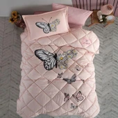 Clasy Ranforce %100 Pamuk Tek Kişilik Yorgan Seti Daisy Love V2 Somon thumbnail 1