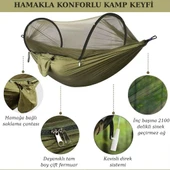 Cibinlikli Kamp Hamak 260x140 cm  Taşınabilir Seyahat ve Açık Hava Uyku Hamak 200 Kg thumbnail 3