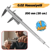 (0.02 Hassasiyet) 200 mm Kilitli Mekanik Kumpas Monoblok Metal Gövde İç Dış Derinlik Ölçüm Aleti thumbnail 2