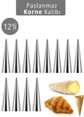 12'li Korne Kalıbı Torpil Huni Tatlı Kalıbı Pasta Kurabiye Profiterol Milföy Süsleme Aparatı 12 cm thumbnail 1
