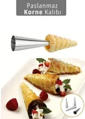 12'li Korne Kalıbı Torpil Huni Tatlı Kalıbı Pasta Kurabiye Profiterol Milföy Süsleme Aparatı 12 cm thumbnail 5