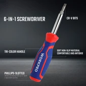 WORKPRO WP221046 6-IN-1 Profesyonel Çok Fonksiyonlu Değişken Uçlu Tornavida Seti thumbnail 4