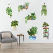 Saksılı Çiçek Tasarımlı Yapışkanlı Sticker (5284) thumbnail 1