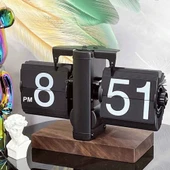 Vintage Flip Clock Mekanik Sayfa Çevirme Saat  Minimalist Retro Masa Saati, Ofis ve Ev Dekoratif Saat thumbnail 1