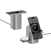 Recci RW05 Qi2 Şarj Teknolojili Ambiyans Işıklı Telefon&Akıllı Saat&Kulaklık 15W 3in1 Kablosuz Şarj Standı thumbnail 5