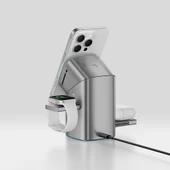 Recci RW05 Qi2 Şarj Teknolojili Ambiyans Işıklı Telefon&Akıllı Saat&Kulaklık 15W 3in1 Kablosuz Şarj Standı thumbnail 10