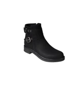 YAZKIŞ Kadın Siyah Mat Cilt Yanı Tokalı Düz Taban Bot thumbnail 1