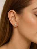 925 Ayar Tektaş Gümüş Kadın Küpe 6 MM thumbnail 2