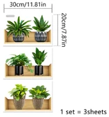 Raflı Bitki Tasarımlı Yapışkanlı Sticker 20*30 cm 3lü Set (5284) thumbnail 5