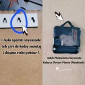 Aynalı Pleksi Duvar Saati Seti - 70 cm Saat (Ceviz Çerçeve ve Rakamlar) + 2'li 70x30 cm Gümüş Tablo thumbnail 5