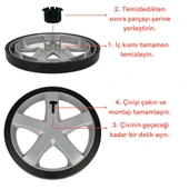 Philips İle Uyumlu FC9225, FC9218, FC9205 Marathon Süpürge Teker Tamir Kiti (Tekerlek İç Parçası ve Çivisi) thumbnail 2