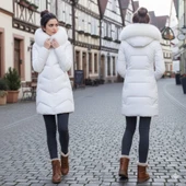 Kışlık Kürklü Kapüşonlu Kadın Şişme Mont thumbnail 3