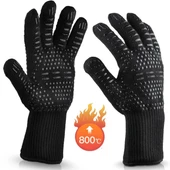 Yüksek Sıcaklık Dayanıklı Barbekü Fırın Eldiveni Siyah 32cm (1 Adet) thumbnail 1