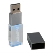 Faster 32 GB Mimi Serisi USB 3.0 Yüksek Hızlı Mavi Işıklı Metal Flash Bellek thumbnail 3