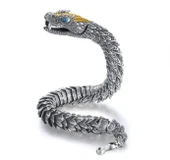 Viking Yılan Başlı 925 Ayar Gümüş Bileklik 25,5cm 83 Gram Sertifikalı thumbnail 1