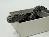 Viking Yılan Başlı 925 Ayar Gümüş Bileklik 25,5cm 83 Gram Sertifikalı thumbnail 5