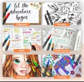 Hethrone Kaligrafi ve Boyama için Çift Uçlu Marker Seti 120 Renk thumbnail 5