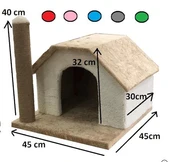 Karamel Pet Tırmalamalı Kedi Klubesi 33 x 40 x 45 cm Gri-Beyaz thumbnail 3