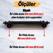 Mobilya Mutfak Çekmece Dolap Dolabı Kulbu Kulpu Kulpları (96 mm - 9.6 cm) Mat Siyah Metal thumbnail 2