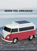 Kırmızı Vosvos Tasarımlı Solar Şarjlı Bluetooth Hoparlör 5W Güçlü Ses thumbnail 2