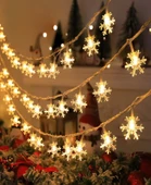 5 Metre 28 Led Yılbaşı Kar Tanesi Işık Zinciri Parti Kutlama Dekor Süsleme Led Işık Pilli Kar Tanesi thumbnail 1